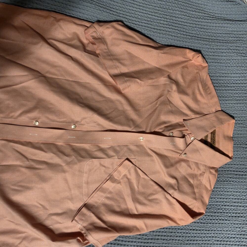 Roundtree Yorke Gold Label Non Iron Perfect Performance Shirt L Orange Gingham